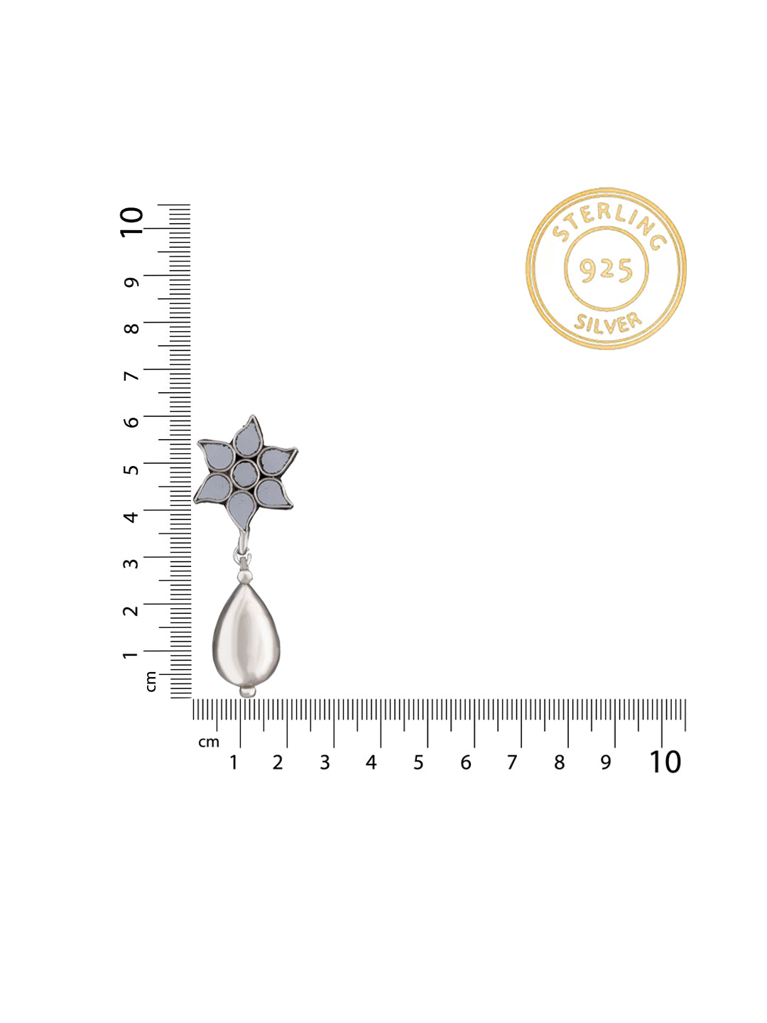 White Floral Glass Earrings with Silver Drop