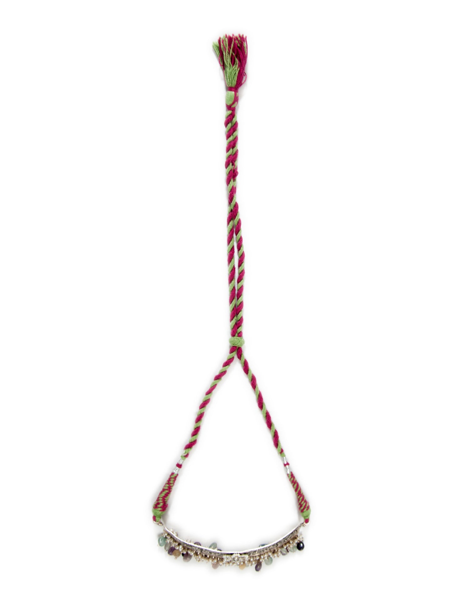 Silver Fusion Kundan Multicolor Drop Choker