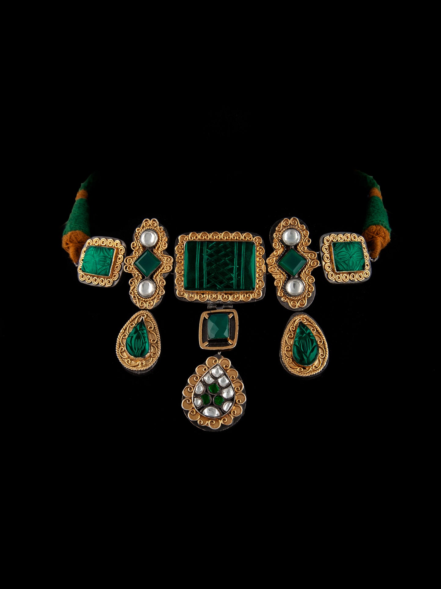 925 Sterling Silver Statement Designer Necklace (Big) with Kundan