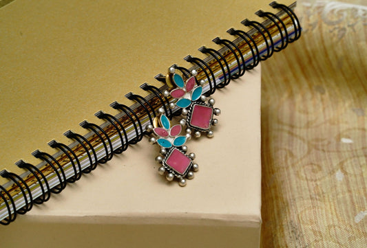 925 Silver Earrings with Multicolor Gemstones - Neeta Boochra Jewellery