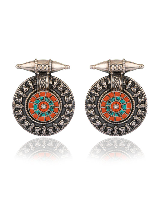 925 Sterling Silver Chitai Earrings with Kundan Motif