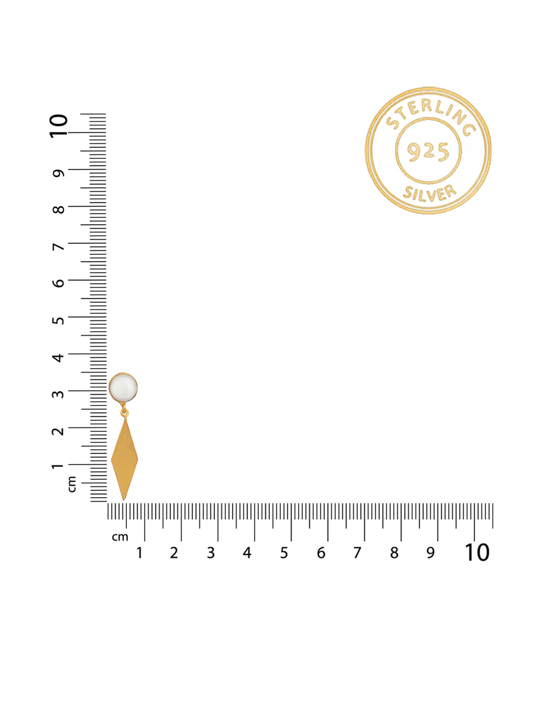 Gold Plated Quadilateral Earrings with Pearl