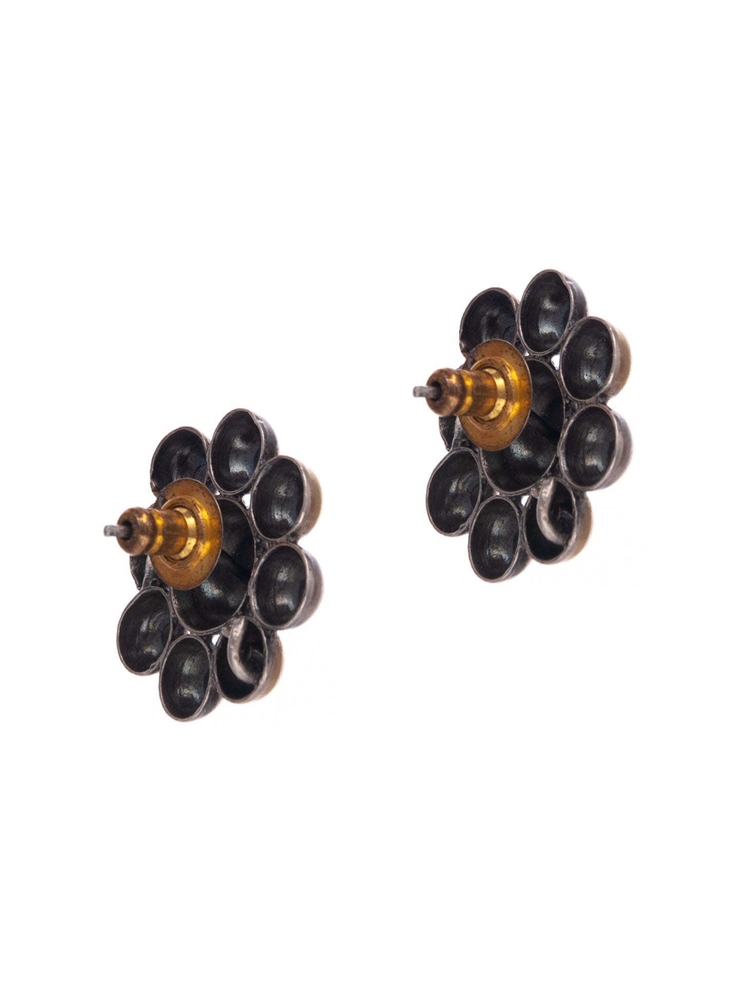 Silver Two Tone Ball Earrings