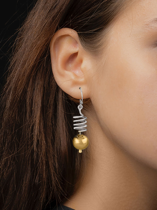 925 Sterling Silver Two Toned Spiral Dangler