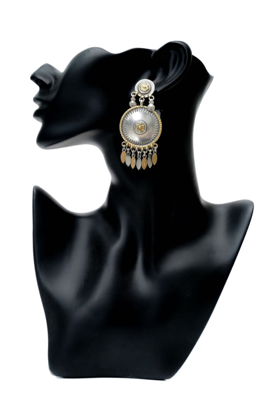 925 Silver Two Tone Rawa Earrings - Neeta Boochra Jewellery