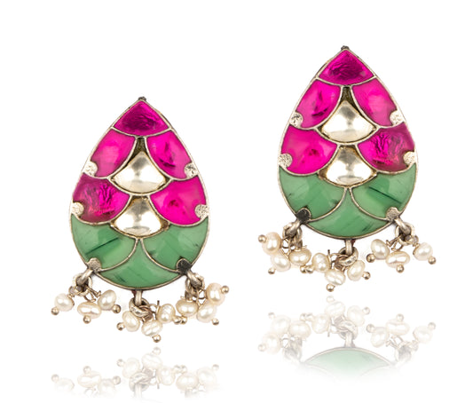 925 Sterling Silver Kundan Earrings