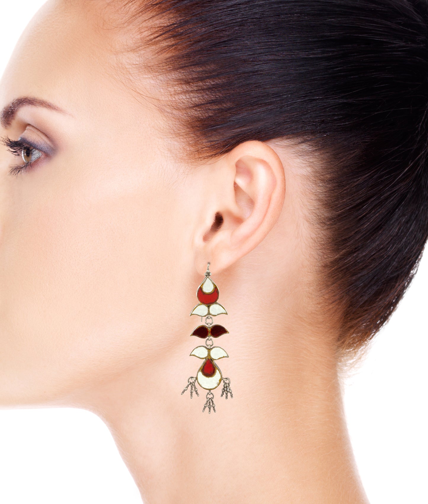 925 Sterling Silver Multicolor Glass Earrings