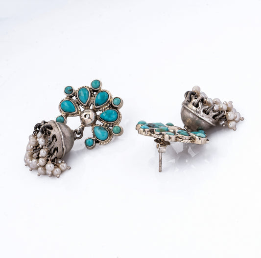 925 Sterling Silver Turquoise Jhumki