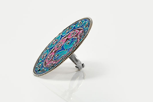Multi-Blue and Pink Cocktail Ring - Neeta Boochra Jewellery