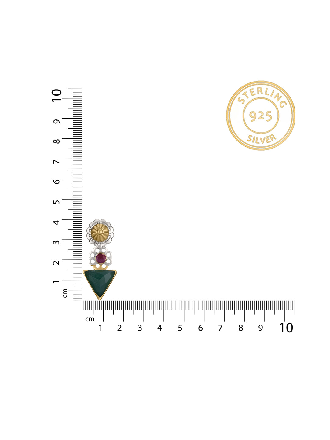 Two Toned Studs with Ruby and Green Onyx