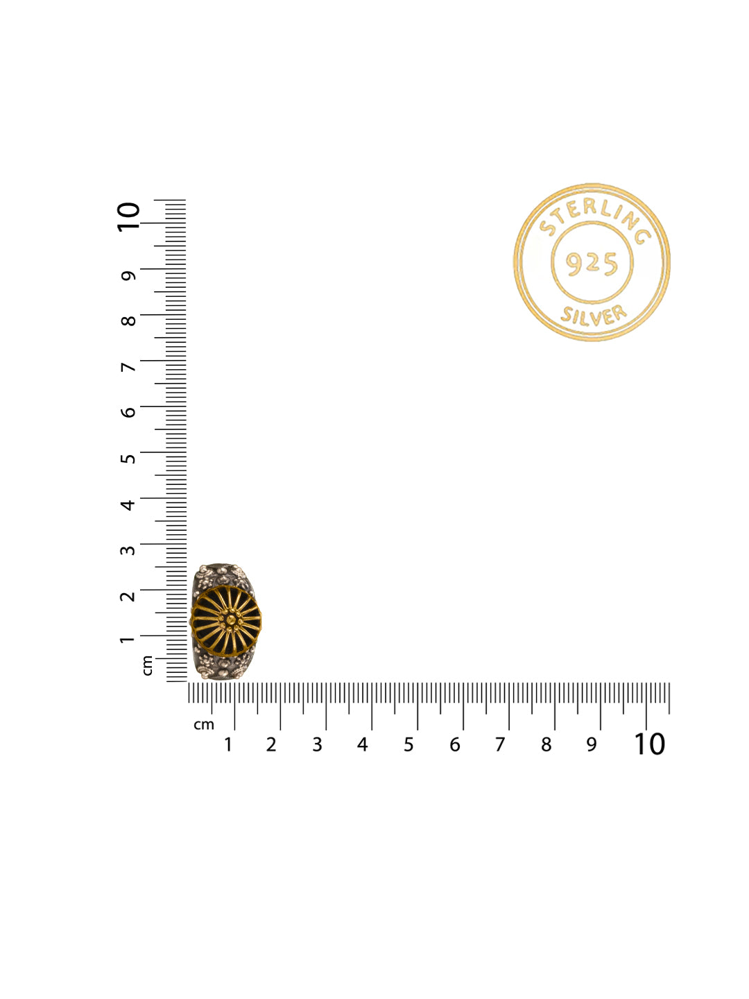 Two Toned Intricate Textured Adjustable Ring