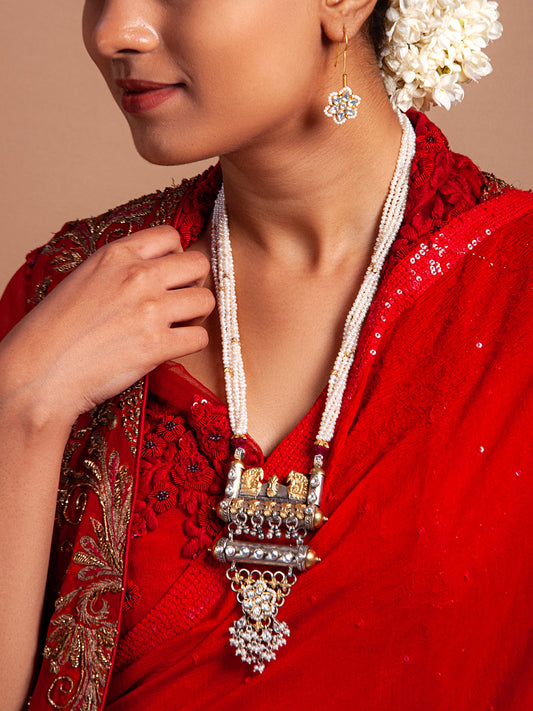 Svarnam Kundan and Pearl Long Necklace