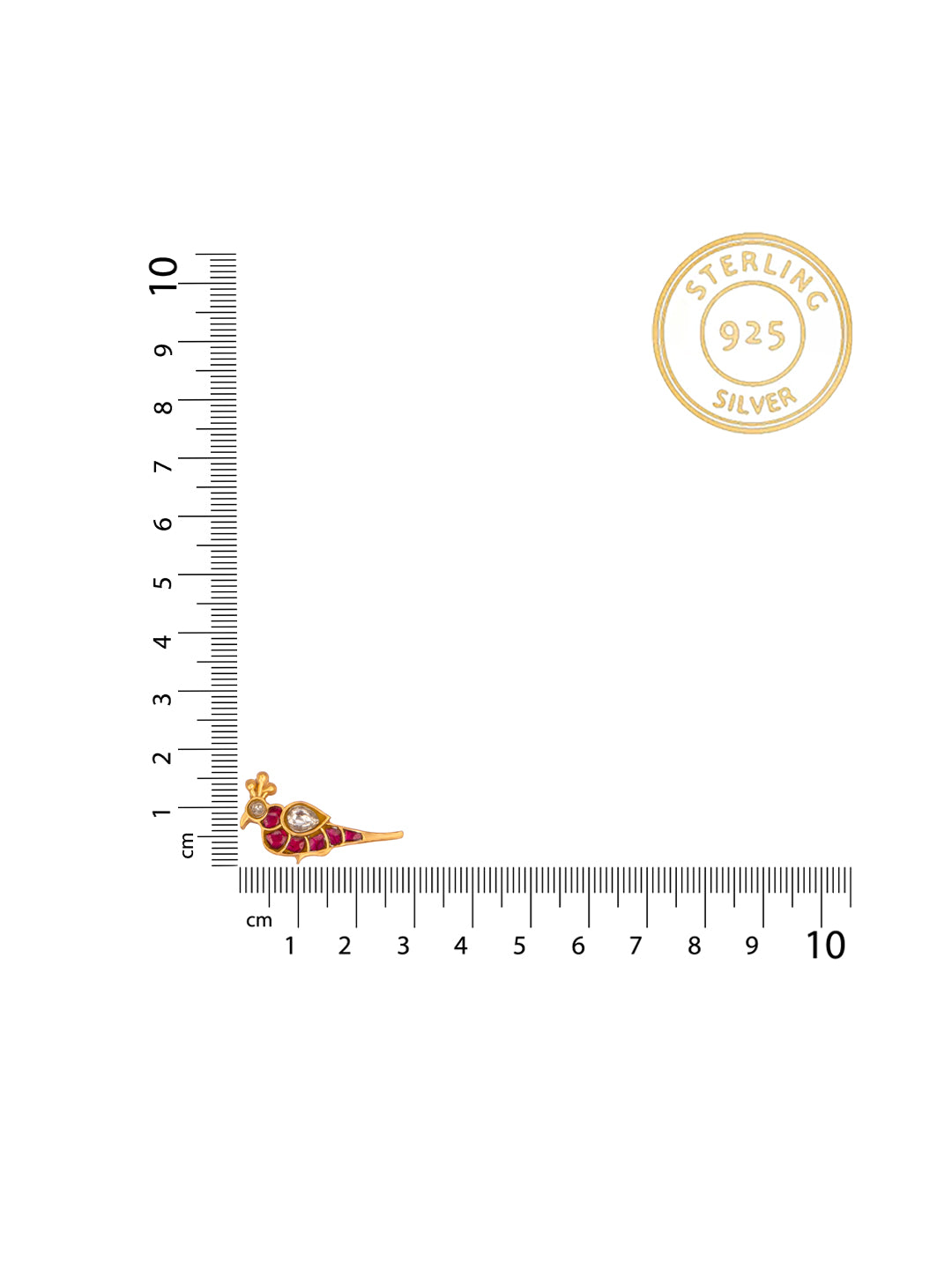 Red and White Kundan Small Peacock Studs