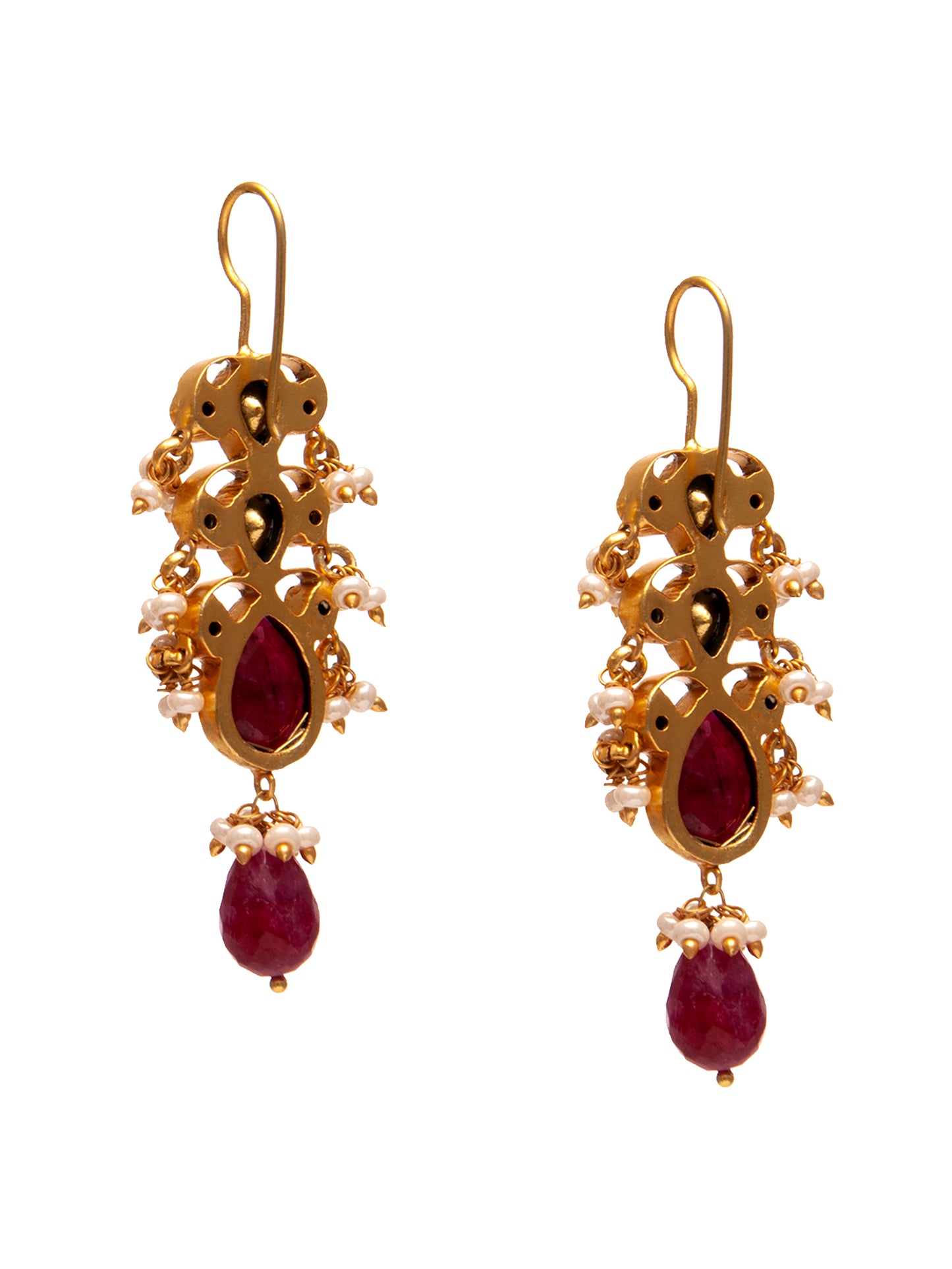 Svarnam Moissanite Ruby Danglers