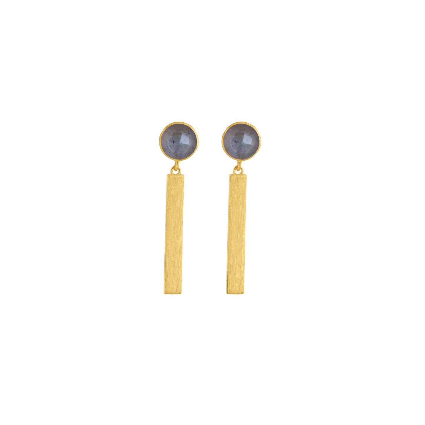 925 Silver Gold Plated Labradorite Drop Earrings - Neeta Boochra Jewellery