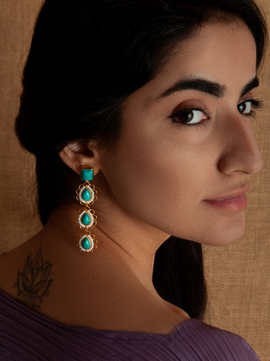 Turquoise Pearl Elegance Earrings