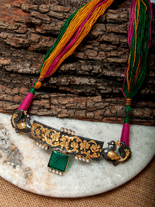 925 Sterling Silver Fusion Black Gold Designer Choker