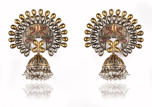 925 Sterling Silver Two Tone Signature Festive Jhumki