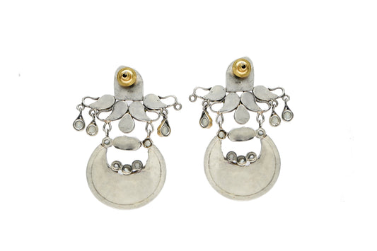 Silver Gold Plated Chandbali with Kundan - Neeta Boochra Jewellery