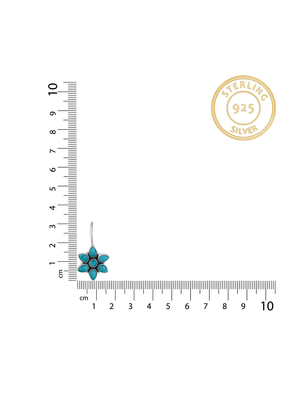 Small Turquoise Floral Dangler Earrings