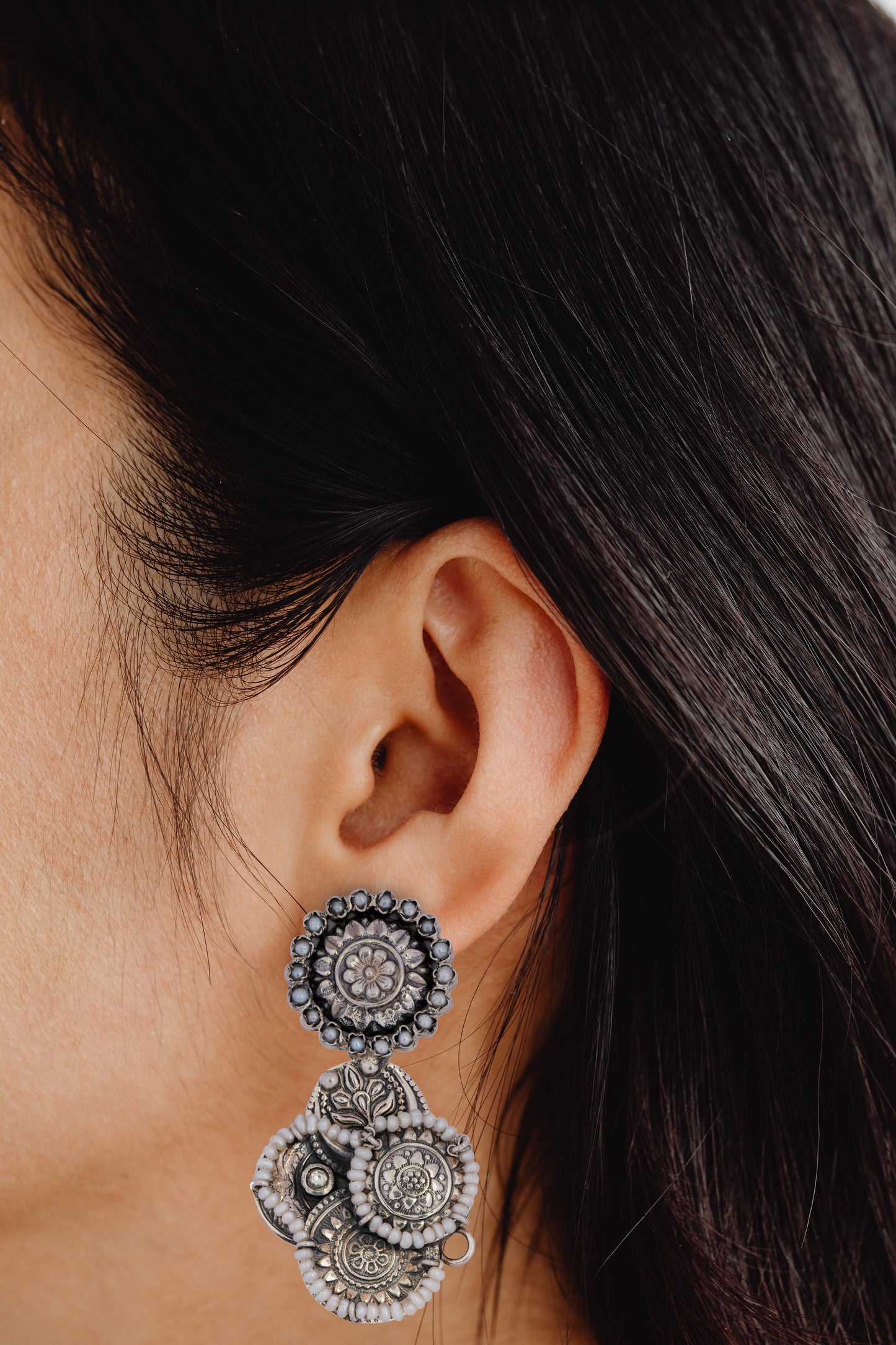 925 Sterling Silver Chitai Fusion Earrings with Freshwater Pearls