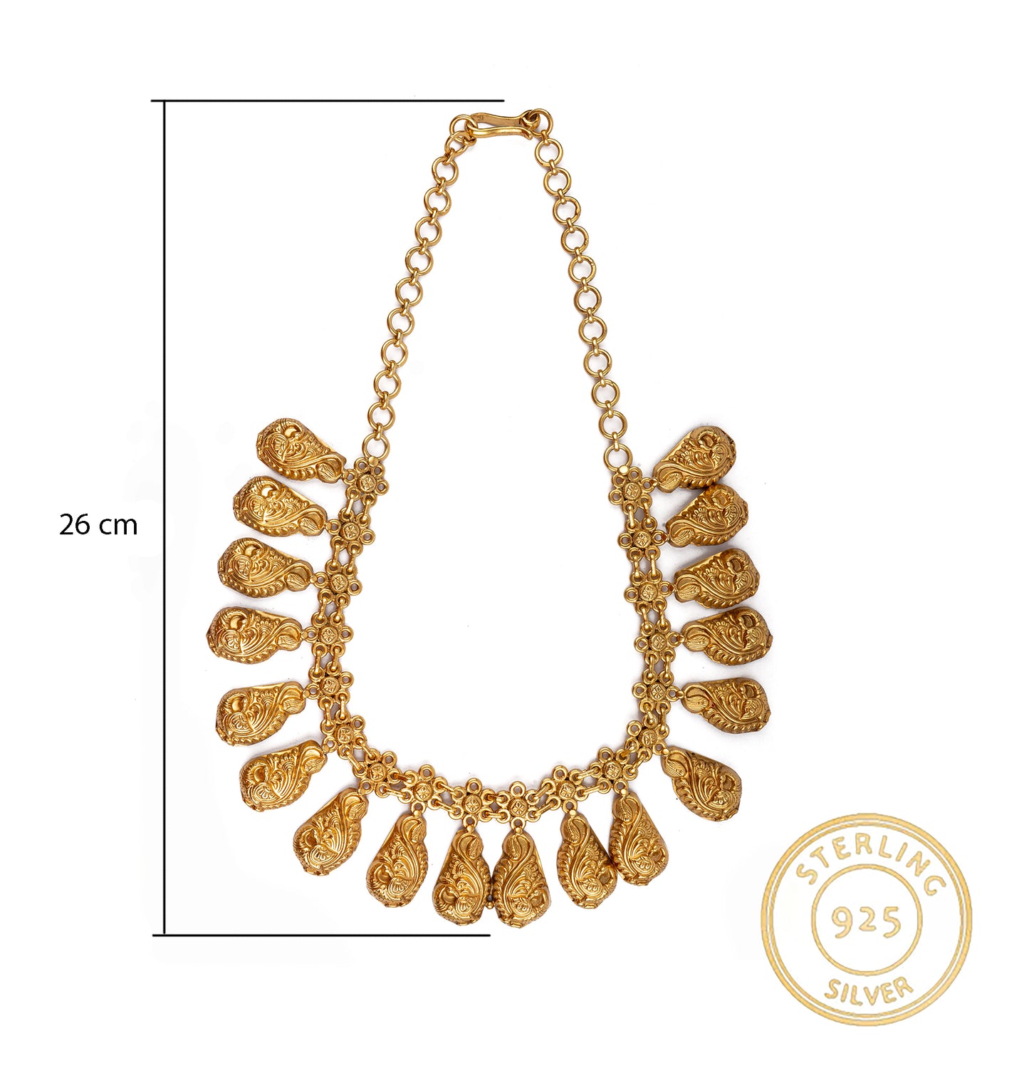 925 Sterling Silver Gold Plated Peacock Motif Necklace