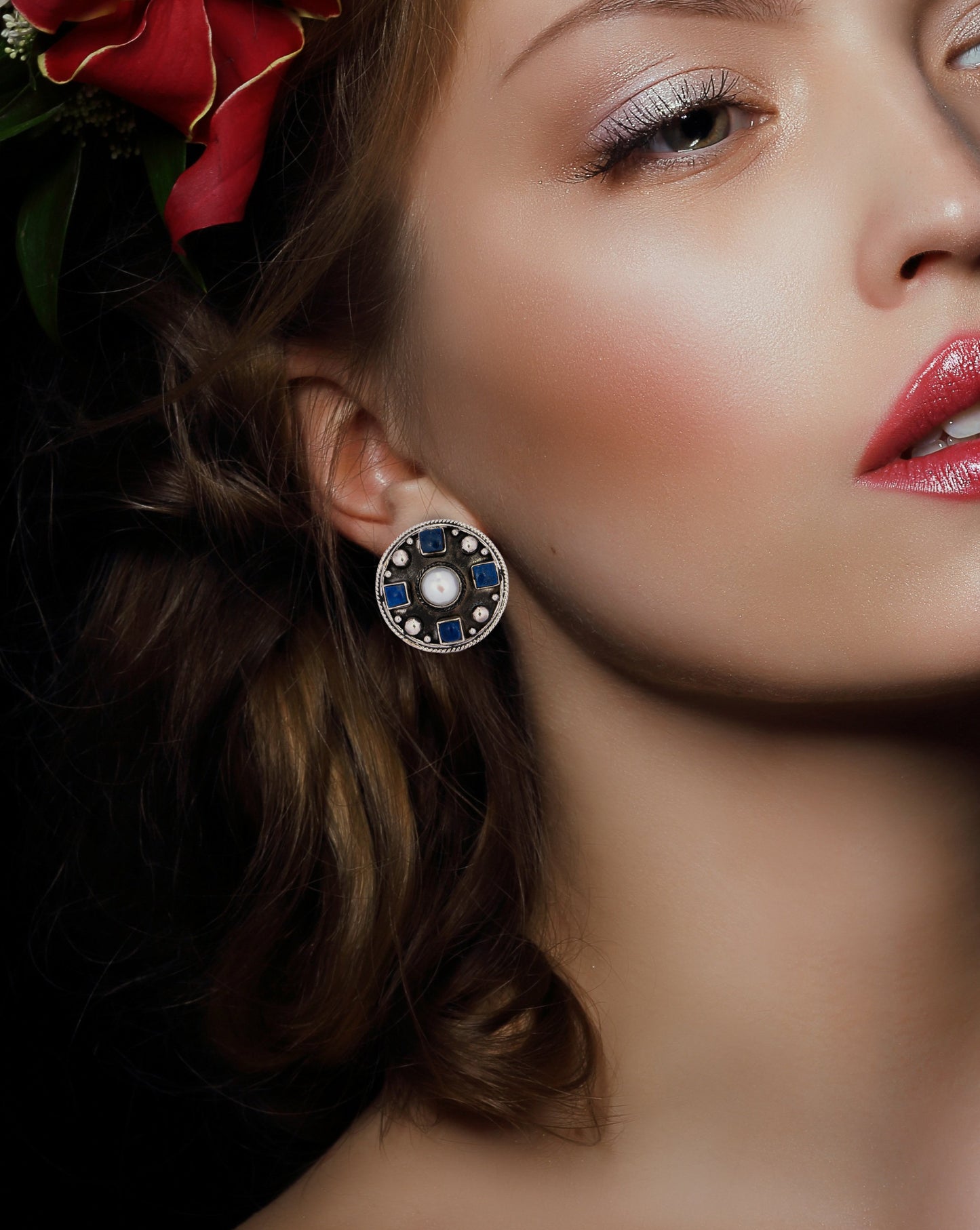 925 Sterling Silver Studs with Blue Lapis