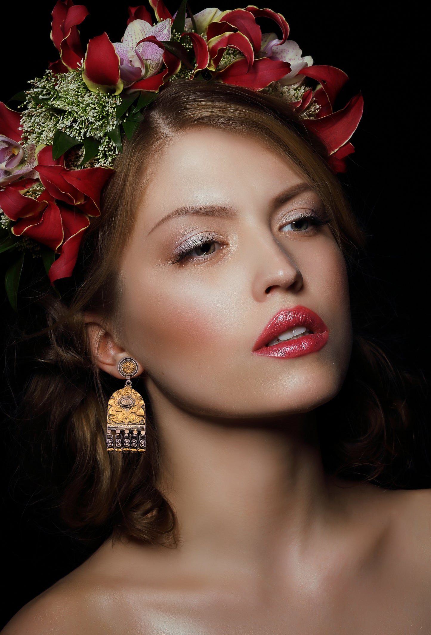 925 Sterling Silver Two Tone Chitai Earrings