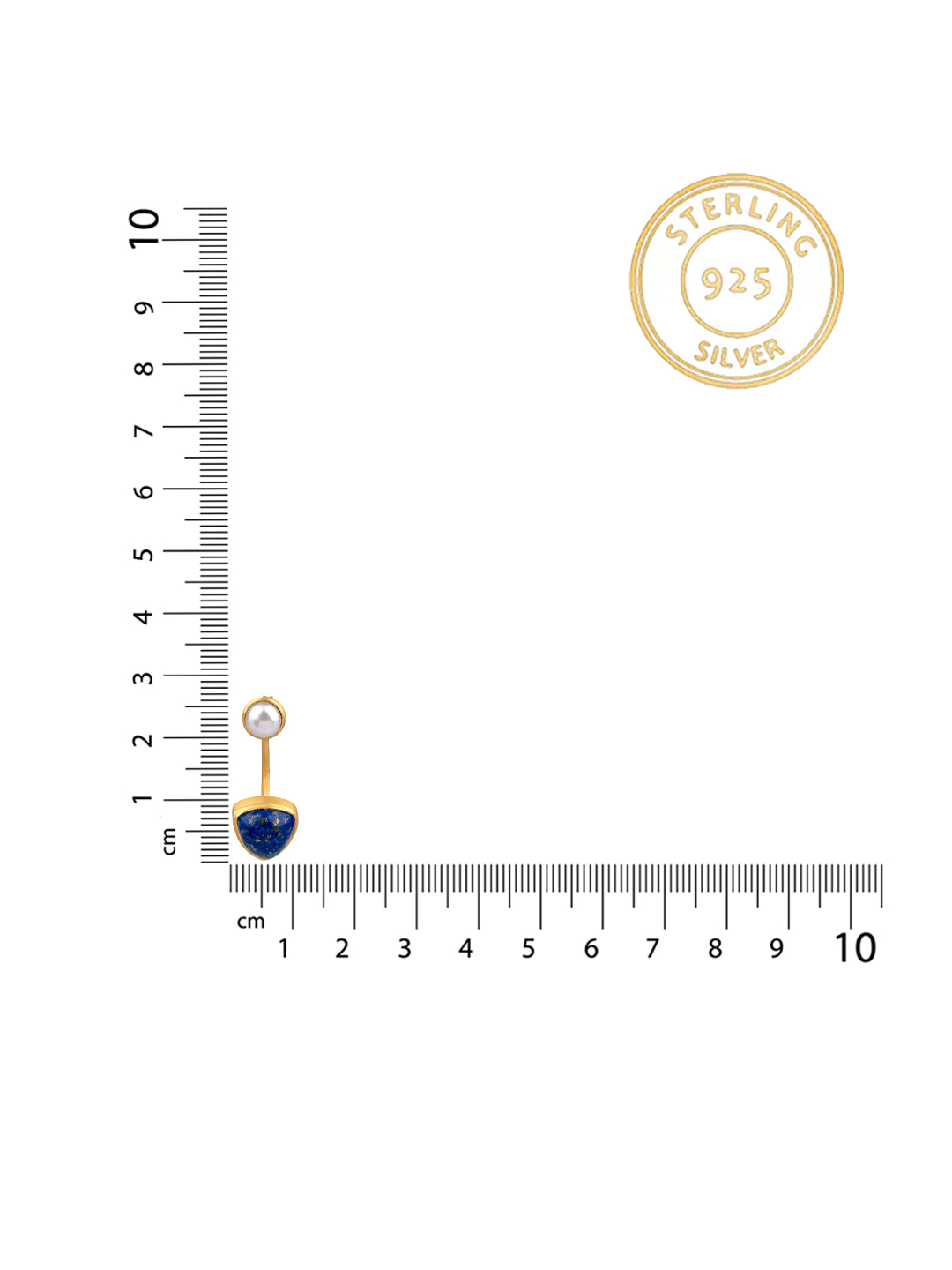 Blue Lapis and Pearl Gold Plated Modern Studs