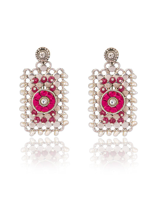 925 Sterling Silver Ruby and Pearl Studs