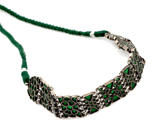 925 Sterling Silver Neckalce with Fine Glass Work