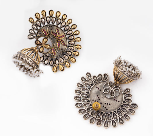 925 Sterling Silver Two Tone Signature Festive Jhumki
