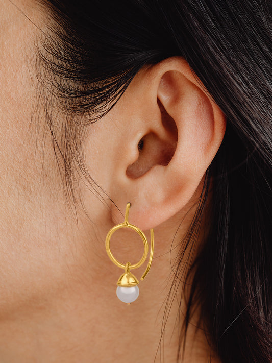 Gold Plated Pearl Drop Danglers