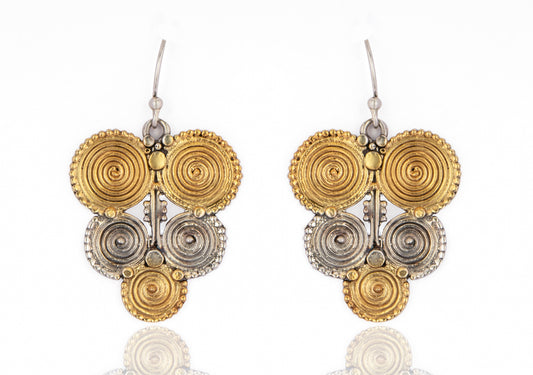 925 Sterling Silver Two Tone Rawa Danglers with Rawa Work