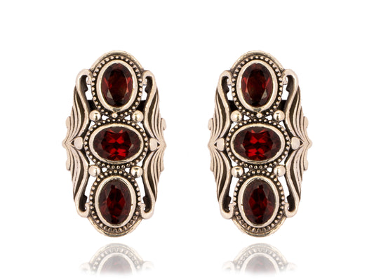925 Sterling Silver Garnet Earrings