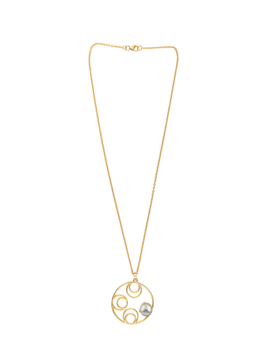 Gold Plated Circular Necklace with Pearl