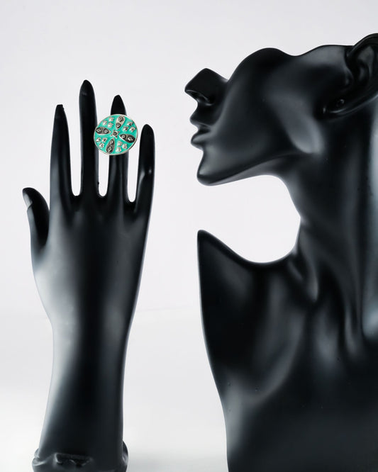 Mystic Blue Meenakari Ring - Neeta Boochra Jewellery