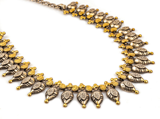 925 Sterling Silver Two Tone Paisley Necklace