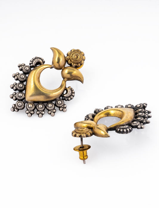 925 Sterling Silver Two Tone Earrings