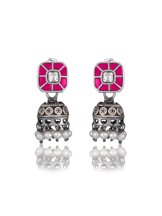 Small Kundan Studs with Pearl Jhumki