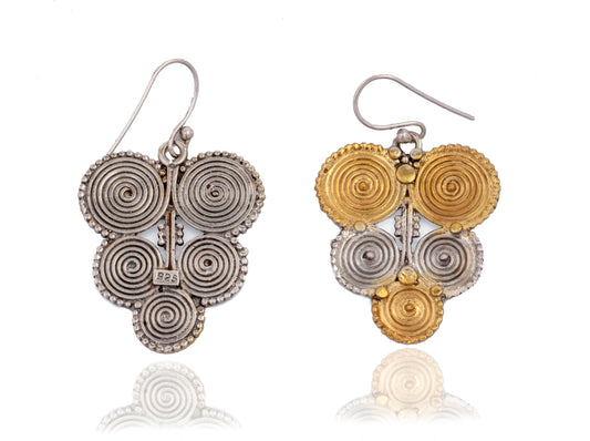 925 Sterling Silver Two Tone Rawa Danglers with Rawa Work