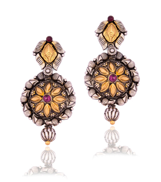 925 Sterling Silver Two Tone Earrings