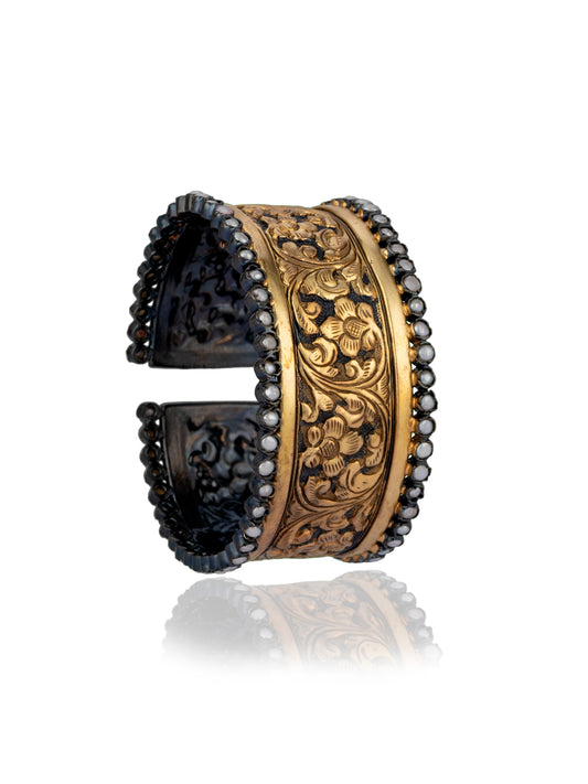 NB Signature Chitai Dual Tone Adjustable Bangle with Pearl