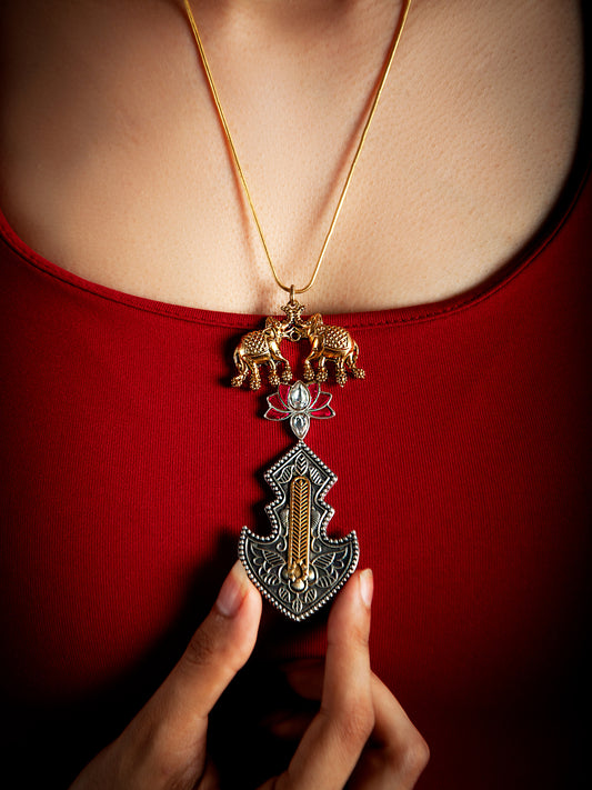 Fusion Silver Elephant Bloom Necklace