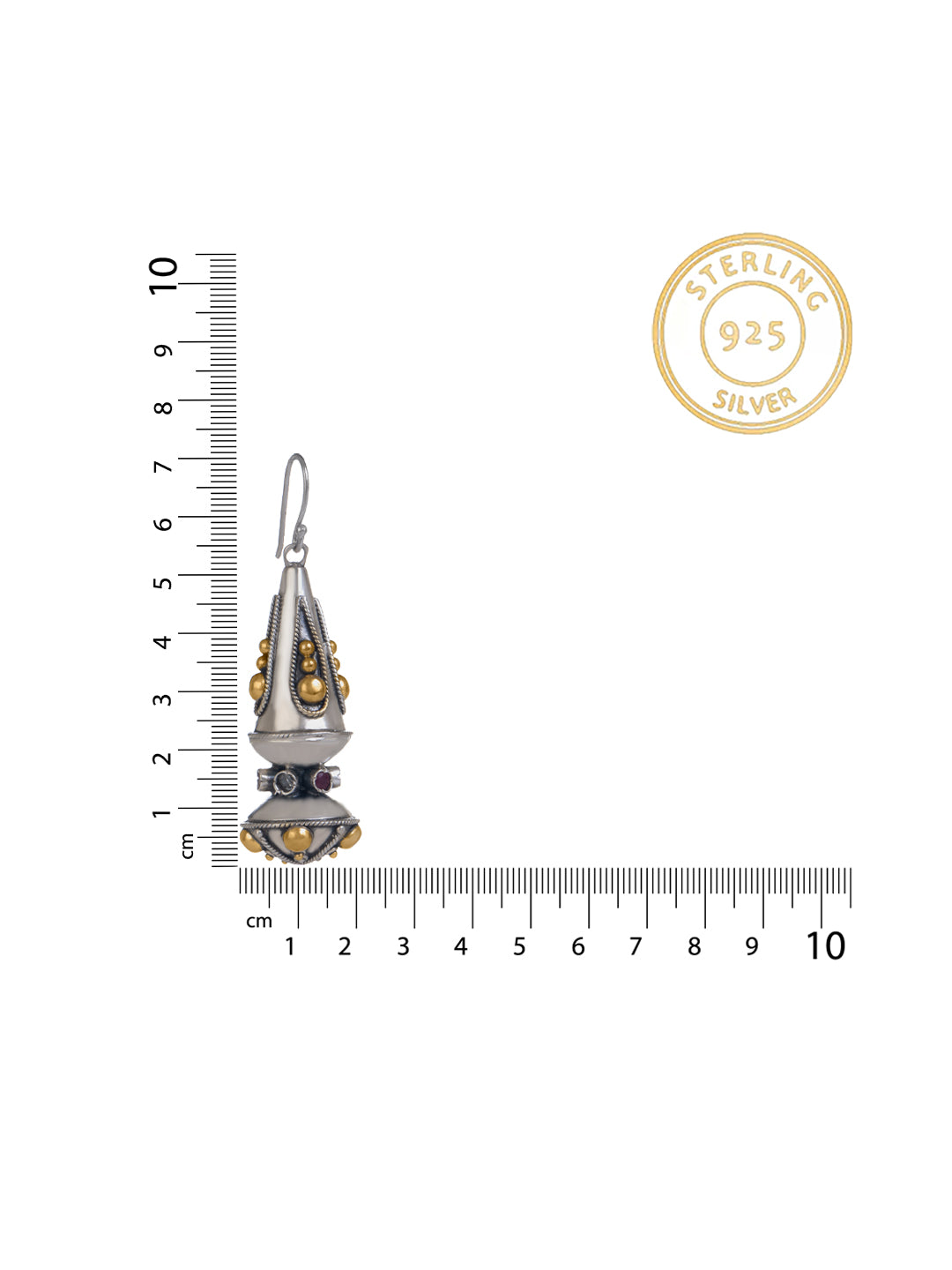 Two Toned Beaded Dangler with Ruby and Checker Gemstone