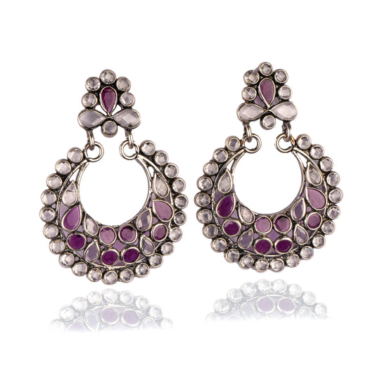 925 Sterling Silver Checker Crystal Earrings