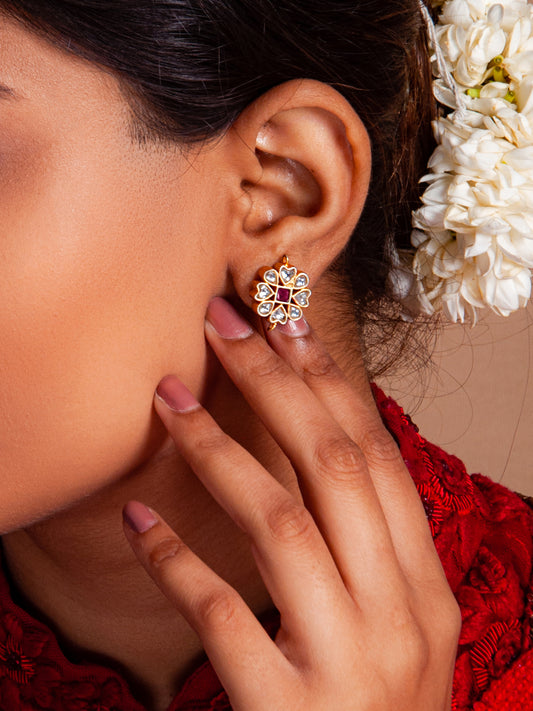 Svarnam Floral Kundan Studs