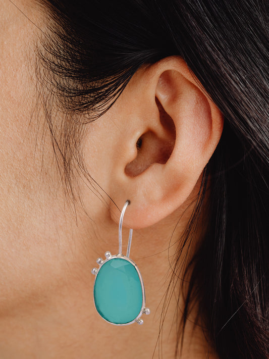 Blue Topaz Modern Dangler Earrings