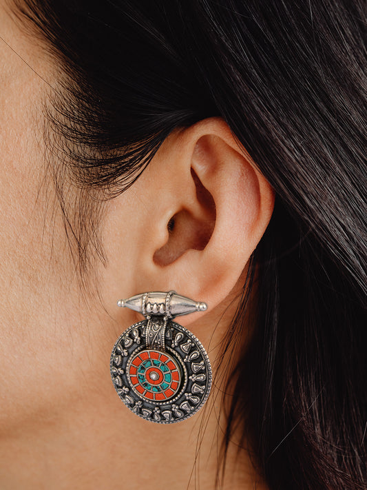 925 Sterling Silver Chitai Earrings with Kundan Motif