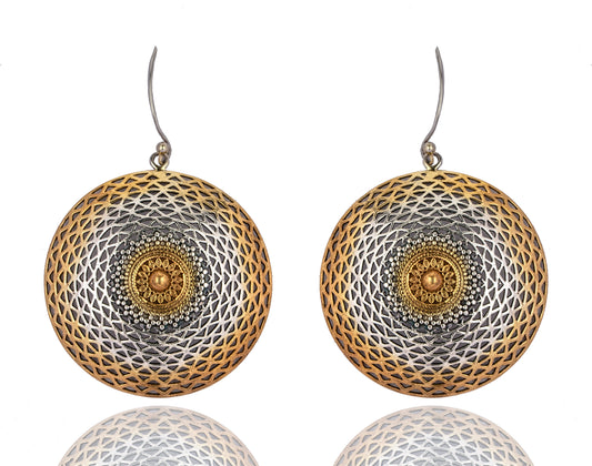 925 Sterling Silver Two Tone Mesh Earrings